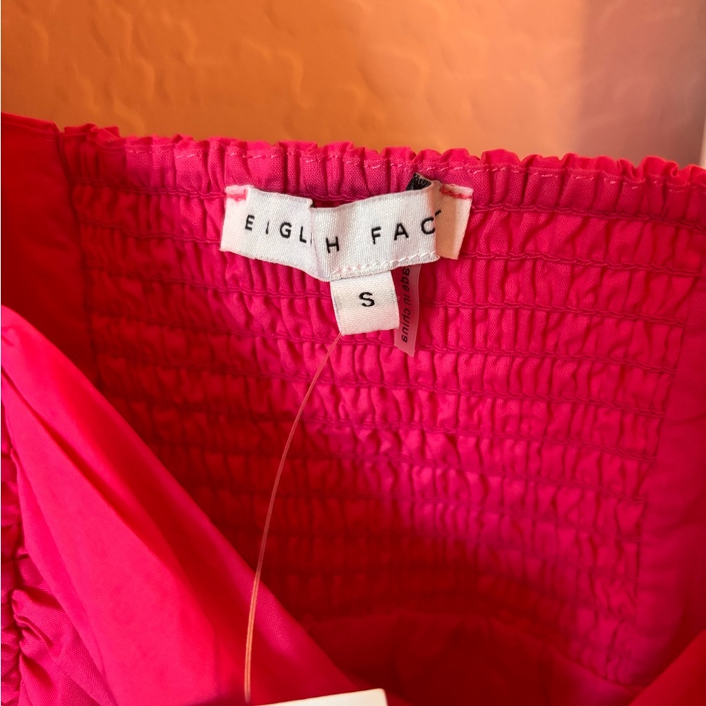 Hot Pink Puff Sleeve Mini Dress - Picture 2 of 4
